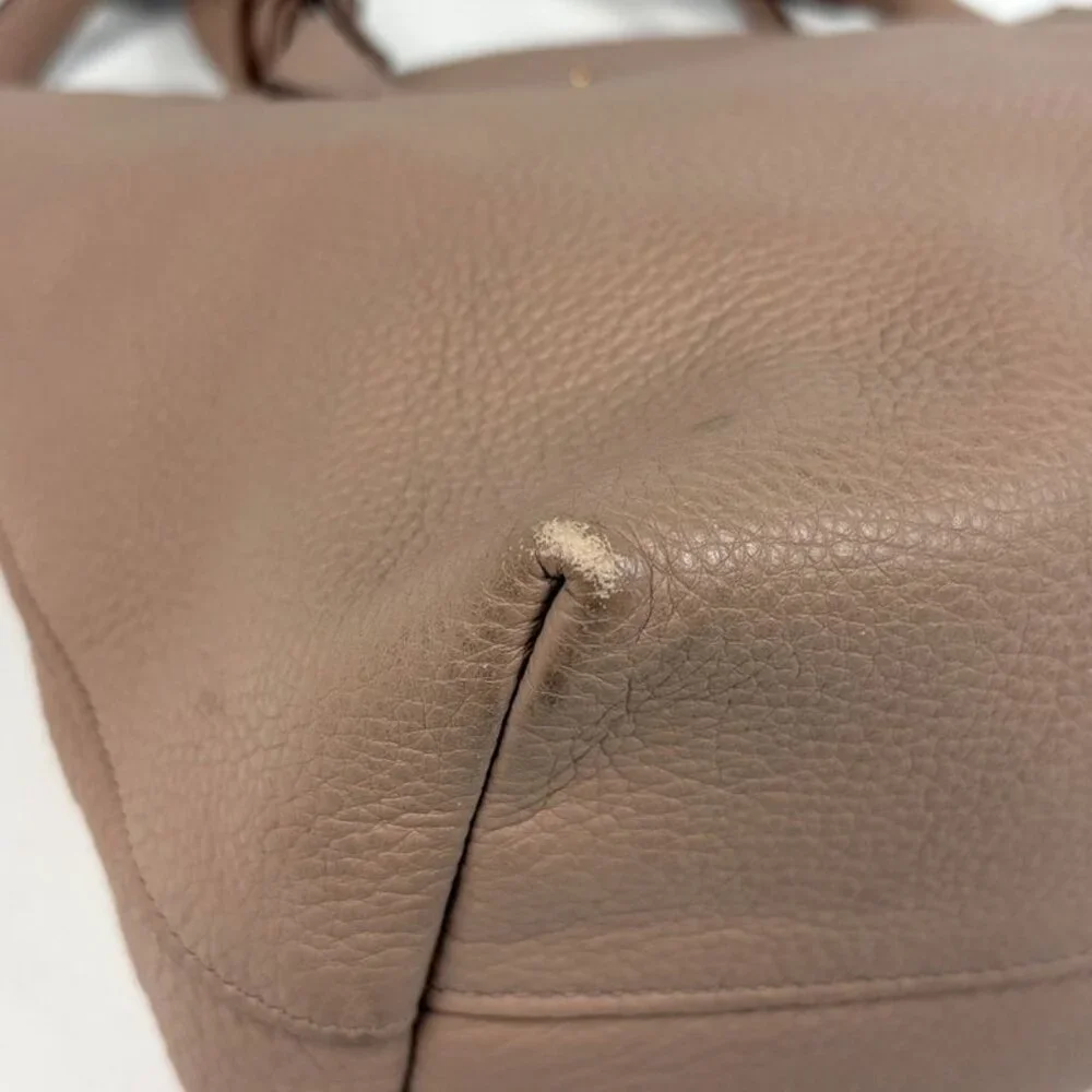 Prada Logo Handbag 2-Way Shoulder Bag Handbag Leather Beige - Picture 4 of 8